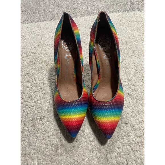 Jeffrey Campbell Bullet Platform Heels Womens Sz 6 Rainbow LGBTQ Pride Handmade - Picture 2 of 13